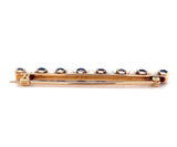 14k Yellow Gold Montana Sapphire and Pearl Bar Pin with GIA Report (#J5644)