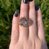 Mid-Century Modern 14k Rose Gold Genuine Natural Smoky Quartz Ring (#J7095)