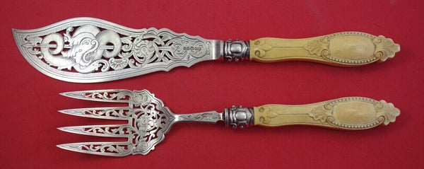 English Victorian Sterling Silver Fish Serving Set Sheffield 1861 Server 13"