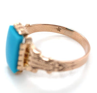 10k Gold Victorian Sleeping Beauty Genuine Natural Turquoise Ring 7.75 (#J6568)