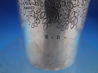 French .950 Sterling Silver Beaker / Cup Stamped Wide Boarder of Flowers (#6707)