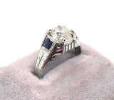 Men's 1.80ct Diamond GIA 18k White Gold Ring with Lab-Created Sapphires (#J5768)