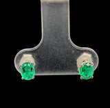 Platinum Oval .67ct TW Genuine Natural Emerald Stud Earrings Jewelry (#J7424)