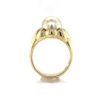 18k Yellow Gold 9.8mm Light Golden South Seas Pearl Ring Size 8.25 (#J6338)
