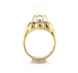 18k Yellow Gold 9.8mm Light Golden South Seas Pearl Ring Size 8.25 (#J6338)