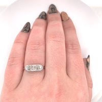 14k White Gold Filigree Ring with Mine Cut Genuine Natural Diamonds (#J6035)
