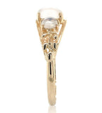 14k Yellow Gold Three-Stone Genuine Natural Moonstone Ring Size 6 (#J6926)