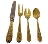 Corsage by Stieff Sterling Silver Flatware Service 12 Set Vermeil Gold 48 Pieces