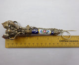 Silverplated Bronze Tussie Mussie Posey Posy Holder w/ Porcelain Handle (#J1251)