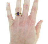 14k Gold Emerald Cut 1.40ct Genuine Natural Amethyst Ring with Diamonds (#J2363)