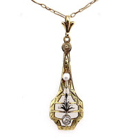 14k Yellow Gold Art Deco Diamond Lavaliere by Hagerstrom (#J5409)