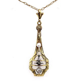 14k Yellow Gold Art Deco Diamond Lavaliere by Hagerstrom (#J5409)