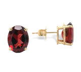 14k Oval Red Genuine Natural Garnet Stud Earrings 4.56 Carats TW (#J7294)