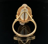 14k Yellow Gold High Dome Genuine Natural Moonstone Ring Handwrought (#J6495)