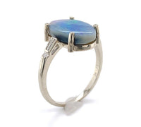 14k Gold 3.04 Carat Australian Genuine Natural Opal and Diamond Ring (#J6456)