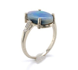 14k Gold 3.04 Carat Australian Genuine Natural Opal and Diamond Ring (#J6456)