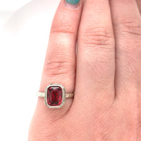 14k White Gold 1.92 Carat Genuine Natural Garnet Ring Size 6.25 (#J5819)