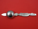 Musashiya Japanese .950 Silver Tea Strainer Figural Handle Hand Hammered 9 5/8"