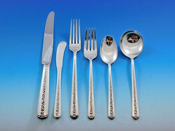 Rambler Rose by Towle Sterling Silver Flatware Set for 12 Service 75 pieces