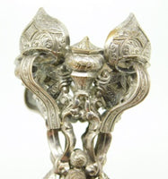 Silverplated Bronze Tussie Mussie Posey Posy Holder w/ Porcelain Handle (#J1251)
