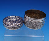 Chinese 90% Silver Box Round w/Dragon Cherry Blossoms Trophy Inscription (#8084)