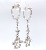 18k Gold Rose Cut 1 Carat Genuine Natural Diamond Dangle Drop Earrings (#J6263)