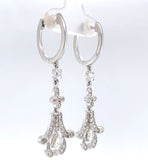 18k Gold Rose Cut 1 Carat Genuine Natural Diamond Dangle Drop Earrings (#J6263)