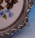 Grande Baroque by Wallace Silverplate Trivet Red Rose Blue Flowers #245 (#8806)