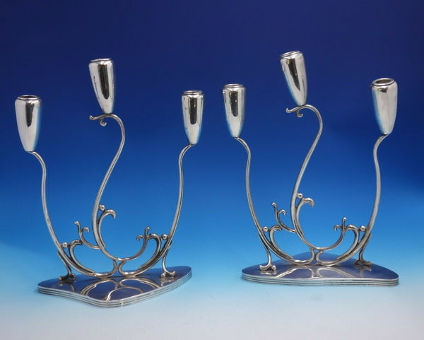 C. Zurita Mexican .925 Silver Candelabra Pair 3-Light 14" Tall 64 ozt. (#4739)