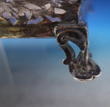 Portuguese .833 Silver Tea Set 4pc Brick Motif Roses Gothic Archway w/Tray #7213