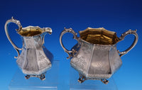 Edward John and Barnard English Victorian Sterling Tea Set 4pc w/Bird (#7677)
