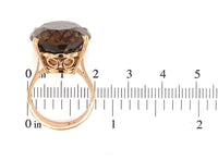 18k Ring with Large Oval Genuine Natural Smoky Quartz Size 6.75 (#J6606)