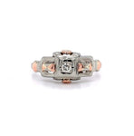 18k White and Rose Gold Vintage Genuine Natural Diamond Ring (#J5609)