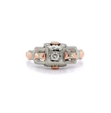 18k White and Rose Gold Vintage Genuine Natural Diamond Ring (#J5609)