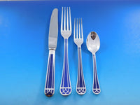 Talisman Blue by Christofle Silverplate Flatware Service Set 102 pcs with Chest