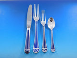 Talisman Blue by Christofle Silverplate Flatware Service Set 102 pcs with Chest