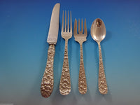 Rose by Stieff Sterling Silver Flatware Set For 12 Service 85 Pieces Repousse
