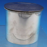 Sterling Silver Handmade Tea Caddy Oval with Hinged Lid and Rope Border (#6689)