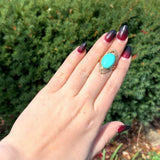 10k Yellow Gold 6.89 Carat Campito Genuine Natural Turquoise Ring  (#J6413)