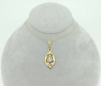 Retro 10K Yellow Gold Lavaliere Pendant with Rose Gold Flower (#J4329)