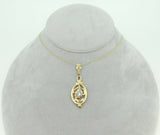 Retro 10K Yellow Gold Lavaliere Pendant with Rose Gold Flower (#J4329)