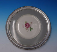 Gadroon by Wallace Sterling Silver Serving Tray Porcelain Center w/ Rose (#3124)