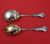 Fiorito by Shiebler Sterling Silver Salad Serving Set 2pc GW w/ Monogram 9 1/4"