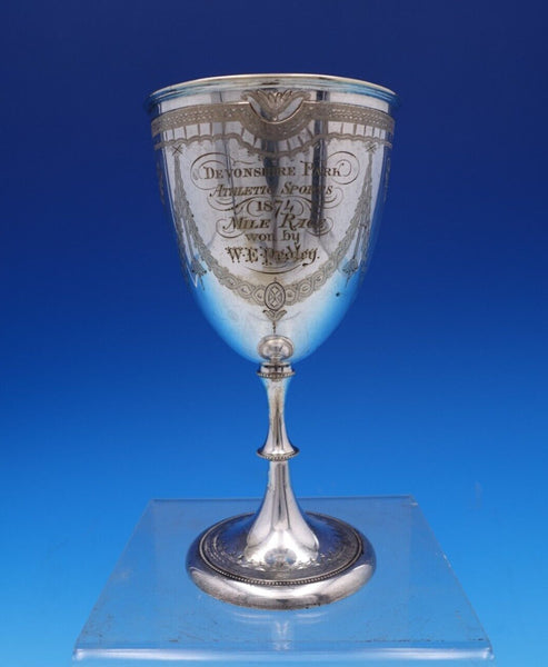 English Estate Silverplated Goblet Trophy Engraved Dated 1874 6 1/2" (#7742)