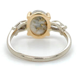 14k White Gold 2.56 Carat Genuine Natural Gold Vein Quartz Ring Size 9.25 #J6939