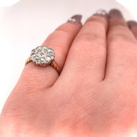 14k Gold and Platinum Mine Cut 1 Carat TW Genuine Natural Diamond Ring (#J5448)