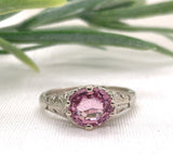 14k White Gold Filigree 1.39 Carat Pink Genuine Natural Spinel Ring (#J7153)