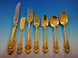 Golden Grande Baroque by Wallace Sterling Silver Flatware Set Dinner 57 pcs Gold