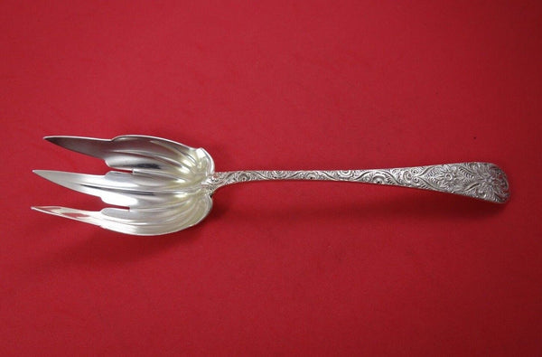Antique Engraved by Tiffany and Co Sterling Silver Salad Serving Fork 9 1/2"