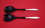 Lace Point by Lunt Sterling Silver Salad Serving Set w/black plastic 11"